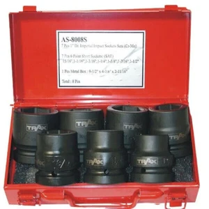 TRAX 7PC SAE Impact Socket Set 6 Point 1 Inch Square Made in Taiwan 5/16"- 1-1/2 - Picture 1 of 6