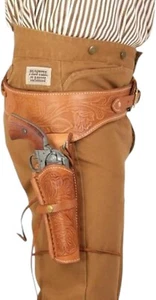 Gun Holster Belt Revolver Pistol Leather Tooled .22 .35/357 .44/45 Cal Western - Picture 1 of 5