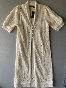Lauren Ralph Lauren Women's Cardigan Extra Large Winter Cream Knit Half Sleeves - Picture 1 of 14
