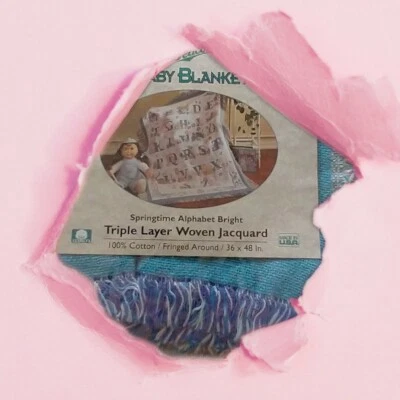 Manta de bebé de colección NOS Beacon alfabeto primaveral brillante triple capa tejida 36x48 Foto 1 de 4