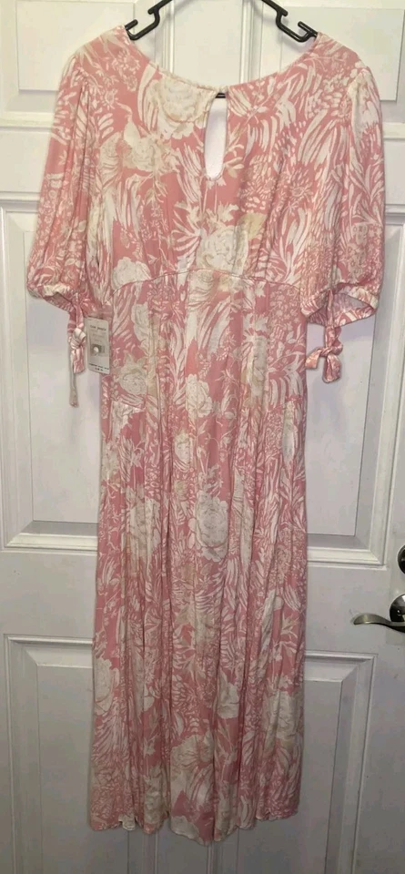 People Forever Always Midi Dress OB922785 Color Pink Combo Size 4