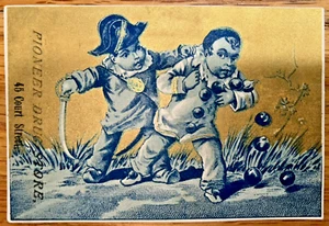 Pioneer Drugstore Antique Victorian Trading Card Harlequin Soldier Americana Wow - Picture 1 of 6