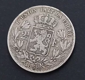 Monnaie Belgique Belge 2 1/2 Francs 1849 Léopold I Argent Silver RARE - Photo 1/5