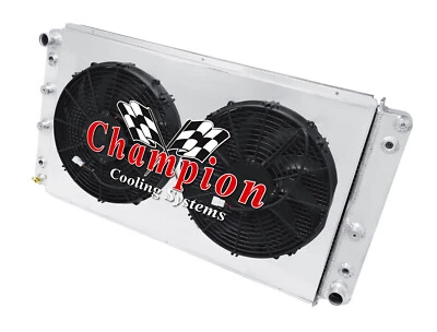 Radiador RR Champion 3 filas, 2 ventiladores de 14", cubierta - 1994 - 1996 Chevy Caprice V8 Eng Foto 1 de 4