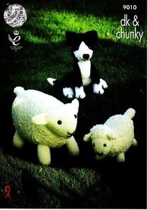 King Cole Knitting Pattern DK & Chunky Yarn - SHEEP , LAMB & SHEEPDOG TOYS 9010 - Picture 1 of 2