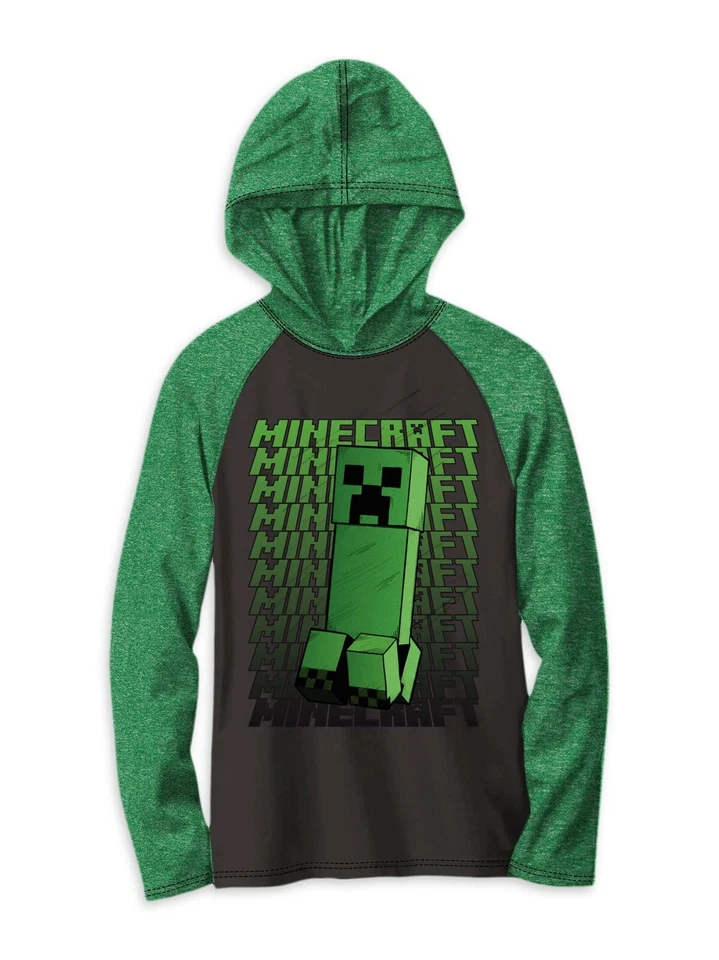 Minecraft Boy Long Sleeve Hooded Shirt Size 8 - Image 1 of 1