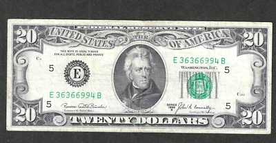 1969-B $20 FEDERAL RESERVE ~ RICHMOND VIRGINIA ~ SCARCE SERIES ~ FR 2069-E - Image 1 of 2