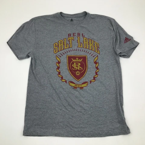 Real Salt Lake Shirt Size Large L Gray Tee Short Sleeve Men Soccer Team Adidas Cover