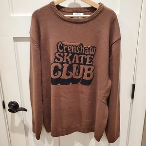 Y2K Crenshaw Skate Club Sweater Mens XXL Brown Logo Grunge Oversized CSC Skater - Picture 1 of 12