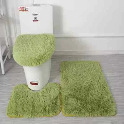 3-Piece Solid Bathroom Bath Mat Contour Rug Set with Toilet Lid Cover - Image 1 of 4