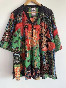 Cake The Label Black Multi Coloured Half Sleeve Cotton Tunic Top Size M (12) - Picture 1 of 15