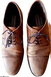 Johnston & Murphy Mens Saddle Oxford Shoes 8.5 m Vintage Brown Cap Toe Lace UP - Picture 1 of 5