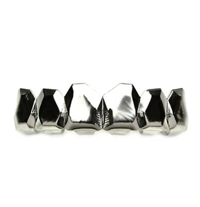 Herren Hip Hop Square Cut Plain Versilbert Obermaterial Grillz Zähne L051 S - Bild 1 von 3