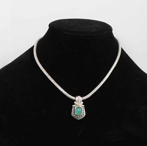 BJL Samuel Benham 14K Gold .925 Silver Chrysoprase Pendant Necklace 35.45g - Picture 1 of 6