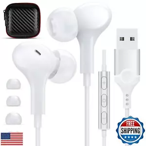 USB Headphones with Microphone for Laptop, 7.5ft Magnetic Wired Earbuds Noise - Picture 1 of 5