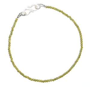 Natural Green Peridot Gemstone 3 mm Round Faceted Beads 5" Strand Bracelet DF-81 - Picture 1 of 7