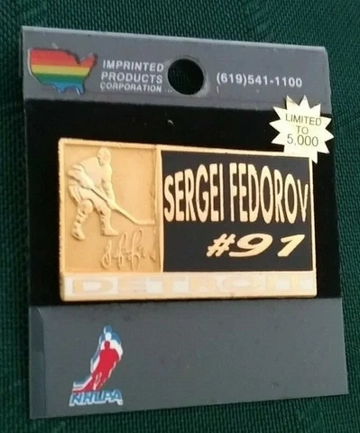 NHL SERGEI FEDOROV DETROIT RED WINGS COLLECTIBLE IMPRINTED PRODUCTS PIN RARE Cover