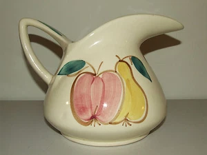 RARE VINTAGE EARLY "HAND SIGNED" PURINTON POTTERY PITCHER w/ HAND PAINTED FRUIT - Picture 1 of 12