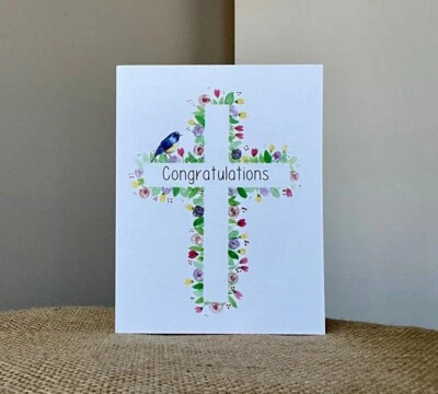 Felicitaciones cristianas - Tarjeta de felicitación ecológica hecha a mano Foto 1 de 2