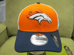 New Era Broncos Blanco Naranja Dividido Ajuste Flexible Sombrero, Logotipo Lateral, Azul Marino, L/XL - Imagen 1 de 9