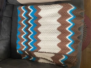 Handmade Crochet Blanket Lap Throw Afghan Multi Color Stripe MISC5 - Picture 1 of 5