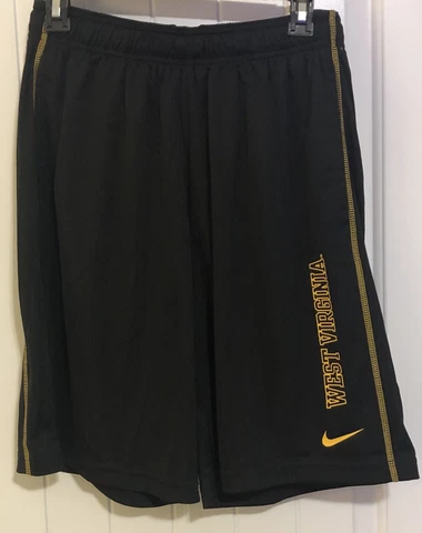 Nike Men's West Virginia Dri Fit Fly Athletic Training Shorts Black Gold NWT-S Cover