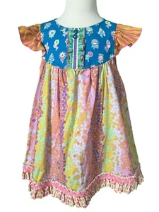 Matilda Jane Girls Platinum Crayons Flutter Dress EUC Size 4 - Picture 1 of 4