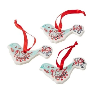 Pionierin Mazie Vogel Weihnachtsschmuck Konvolut 3 Stück Keramik Mint Rot Neu - Bild 1 von 8