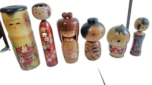 Juego de 6 kokeshi japoneses raros y lindos hechos por USABURO y 4 fabricantes de muñecas kokeshi envío gratuito - Imagen 1 de 24
