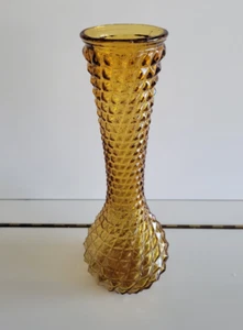 JARRÓN BULBOSO ÁMBAR INDIANA VIDRIO PUNTA DIAMANTE 12 PULGADAS DIÁMETRO 2,75 PULGADAS - Imagen 1 de 7