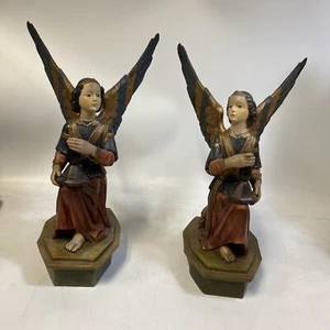 *ENTRAMBI* Sinistra e Destra ~ Angeli Inginocchiati Umbri Sculture Religiose Vintage - Foto 1 di 5