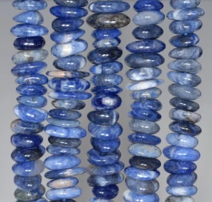 10-12MM SODALITE GEMSTONE STICK SLICE LOOSE BEADS 16" - Picture 1 of 4