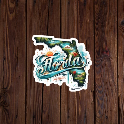 BUMBLEBEE APPAREL Florida sticker vinyl decal American flag state outline novelty laptop mug car