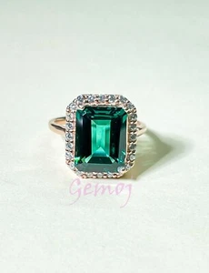 Emerald Cut Sapphire Ring Sapphire Wedding Ring Sapphire Handmade Ring - Picture 1 of 4