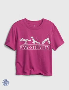 Gap Kids 100% Organic Cotton Disney Pluto Paw-Sitivity Boxy Crop Tee Size XS S - Picture 1 of 1