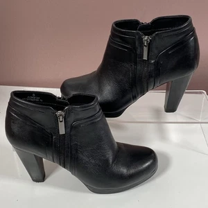 M&S Footglove Ladies Leather Ankle Boots Black UK 5 Zip Heel Chelsea Boot - Picture 1 of 9