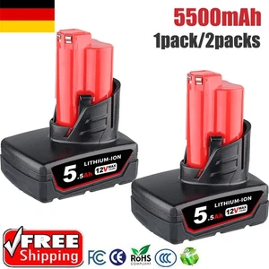 Batería de iones de litio 48-11-2402 DE 1 pieza/2 pieza 5,5 Ah para Milwaukee M12 12 V capacidad - Imagen 1 de 14
