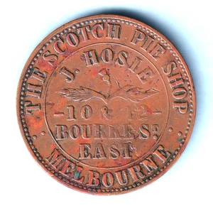 Australia Token.  Hosie  1d 1862..  Melbourne  Vic.  Vine reverse.  aVF - Scarce - Bild 1 von 2