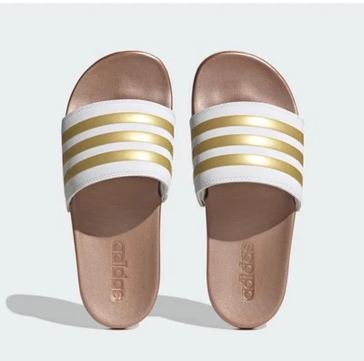 Sandalias deportivas Adidas Adilette para mujer talla 10 oro blanco con oro rosa Foto 1 de 4