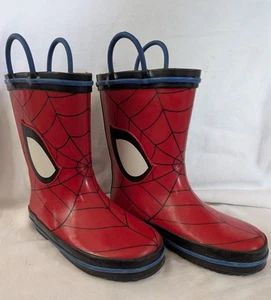 Marvel Spider Man Rubber Rain Boots Kids Youth Size 9-10 - Picture 1 of 5