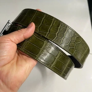 Men's belt, Genuine leather belt, Olive green  belt Handmade - Picture 1 of 14