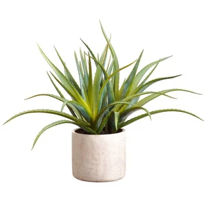 Green Aloe 21" High Faux Plant in Cement Vase - Picture 1 of 1