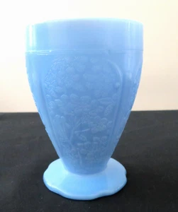 Depression Delphite Blue Cherry Blossom Jeannette 9 Oz Footed Tumbler Exc Cond - Picture 1 of 9