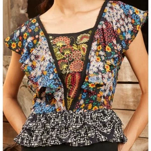 Bhanuni by Jyoti Bluse "Neda" Perlen Blumen Gr. M - Bild 1 von 5