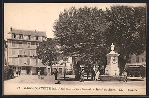 CPA Barcelonnette, Place Manuel, Hotel des Alpes - Picture 1 of 2