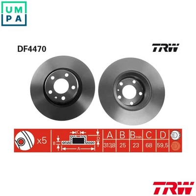 2x BRAKE DISC DF4470 FOR AUDI A6/S6 BPJ/BYK 2.0L CAHB/CAHA/BVG/BRF/BNA 2.0L A6 - Image 1 of 4