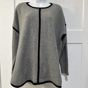 J Crew Women’s Wool Sweater Tunic Oversized Gray Black Size Small - Picture 1 of 9