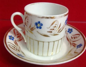 Tasse Biedermeier Empir tasse de collection bord doré grain de café 1840 bleu - Photo 1 sur 10