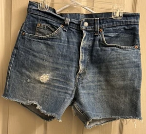 VTG 1960s Orange Tab Big E Cutoffs Blue Jean Shorts Men Sz 32 Levi's Denim - Picture 1 of 7