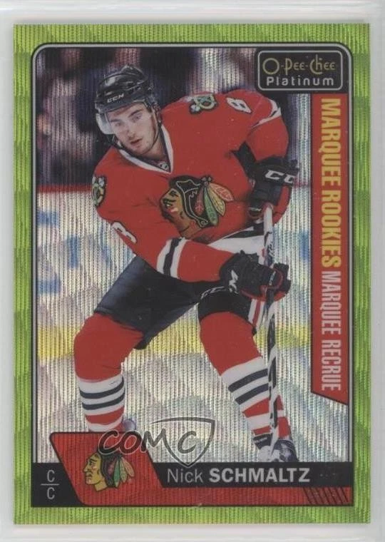 2016-17 O-Pee-Chee Platinum Emerald Surge /10 Nick Schmaltz #154 Rookie RC - Image 1 of 2